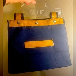 RARE Contemporary Najla NY Designer 1970s Vintage Canvas and Leather Tote Bag